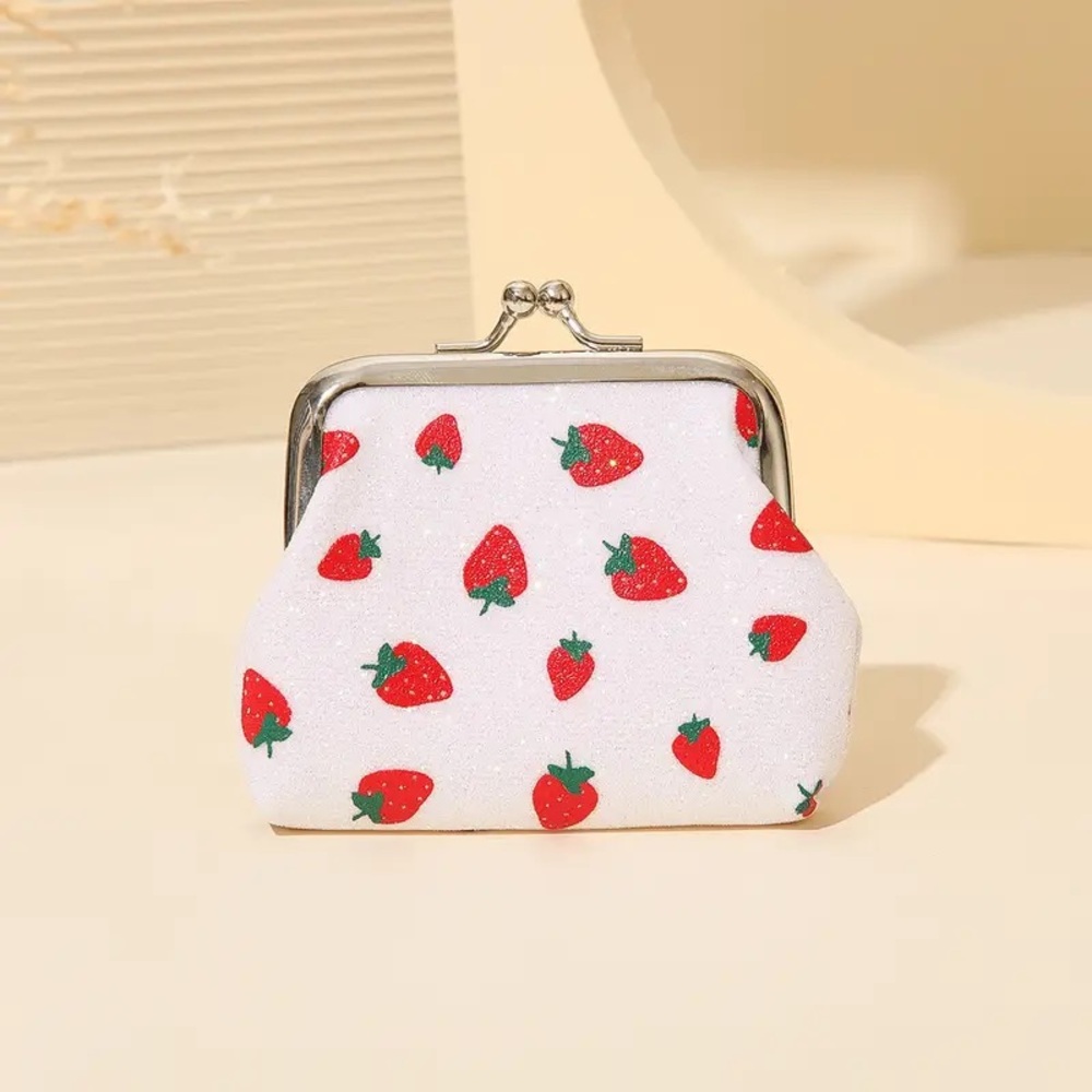 Strawberry Pattern Print Mini Coin Purse - Picture 2 of 3